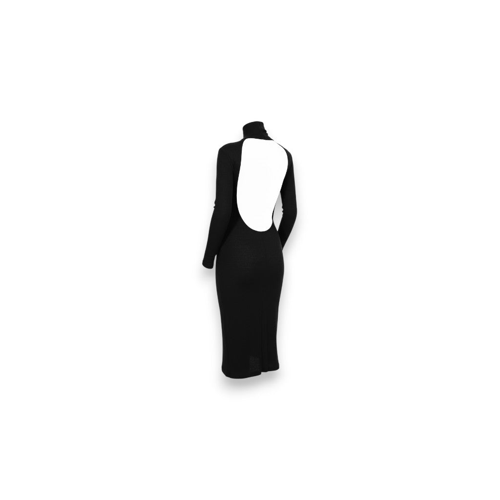 Peppercorn Open Back Turtleneck Dress
