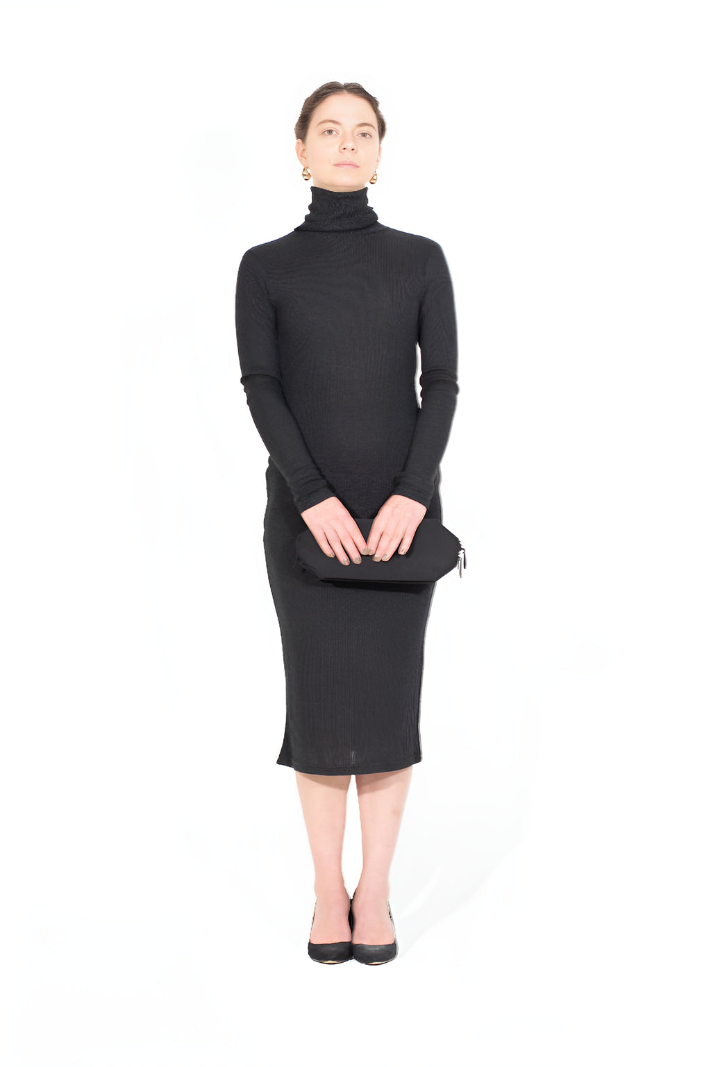 Peppercorn Open Back Turtleneck Dress